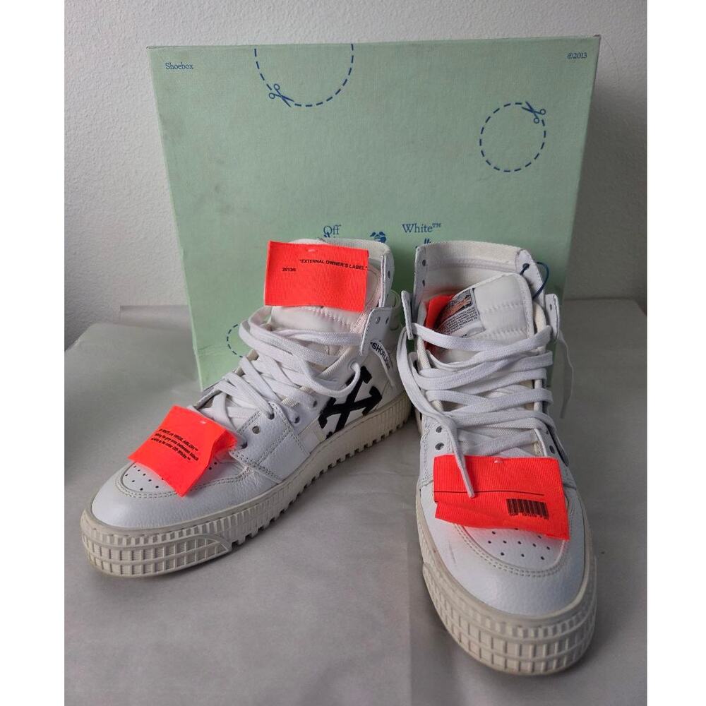 Off White 3.0 Off Court High Top Sneakers US 8 EU 38 White Black Box Dust Bag